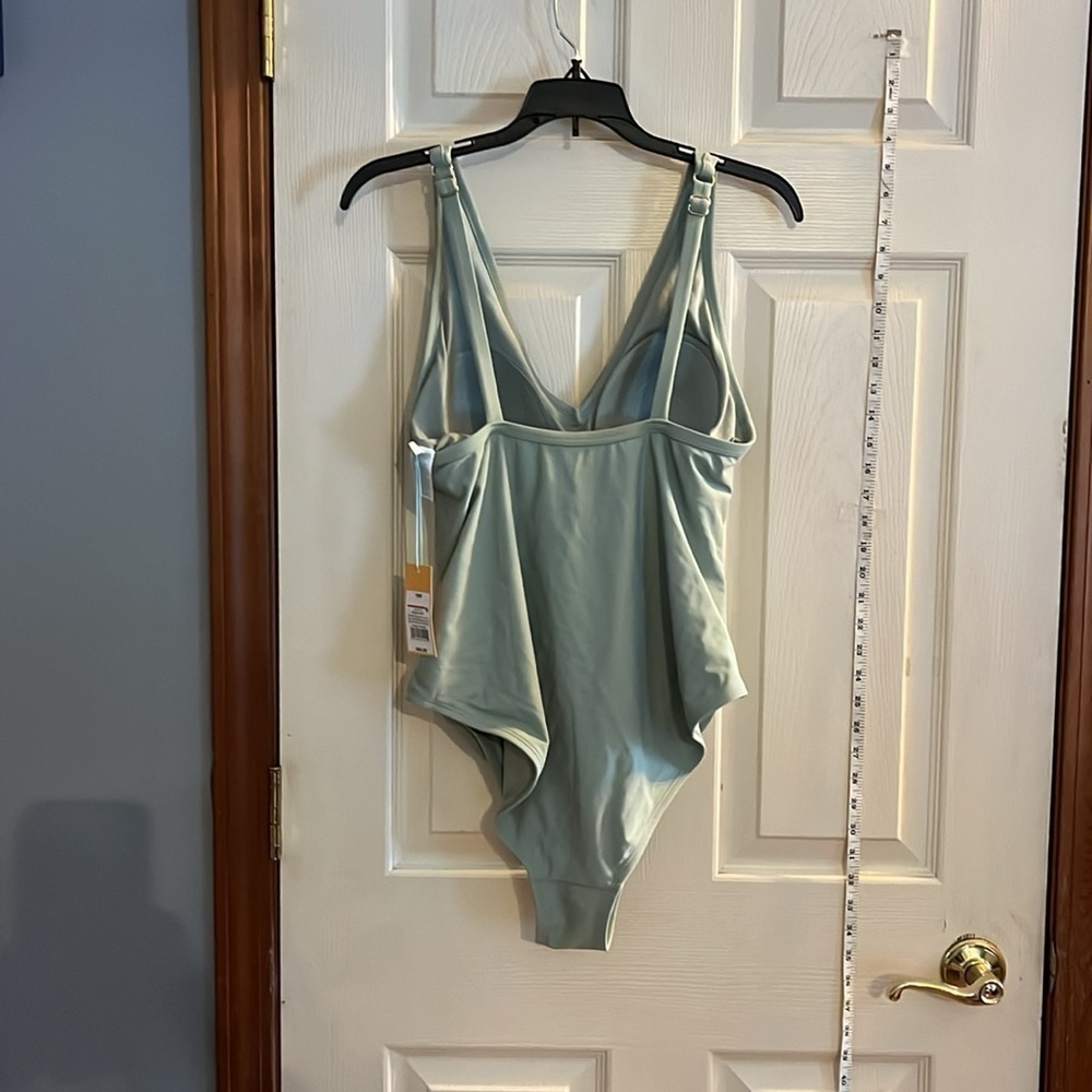 NWT-Kona Sol-16W--greenV-neck, cheeky, adjustable straps, one piece swimsuit. - Picture 3 of 12